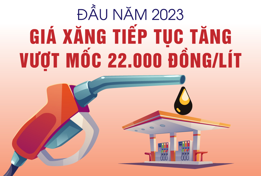 Đầu năm 2023, giá xăng tiếp tục tăng, vượt mốc 22.000 đồng/lít